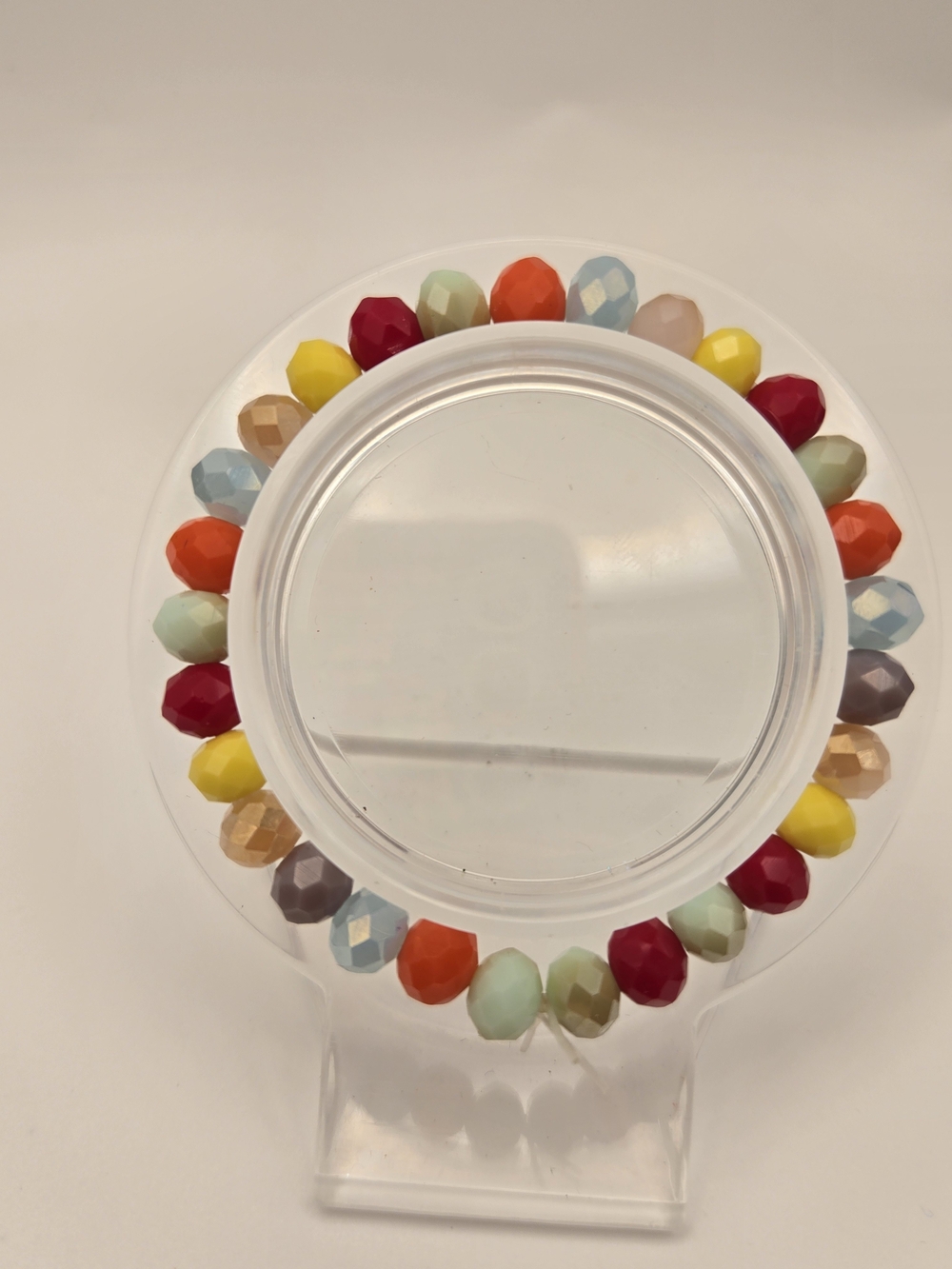 8mm Hand Crafted Glass Multicolor Faceted Bead Stretch Bracelet